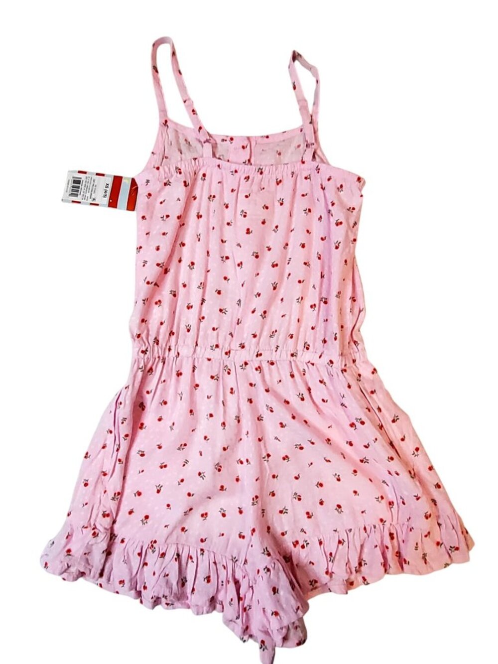 Cat & Jack Girls Pink Floral Ruffle-Trim Romper XS 4/5 Ruffle trim on shorts